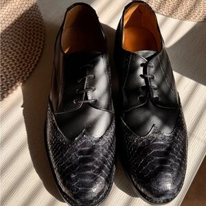 Elegant Black Python Leather Men's Shoes